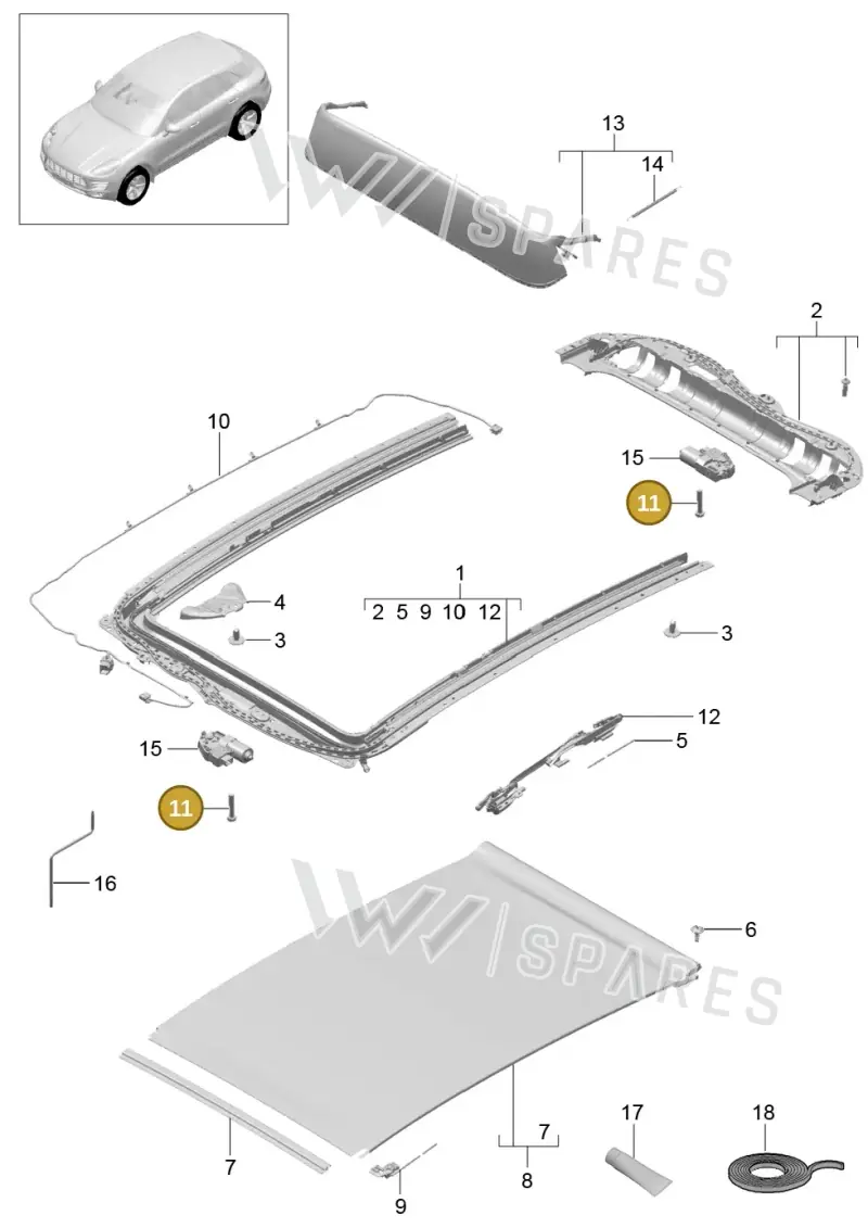 8K9898057B — Porsche Macan GTS (2013-2018) diagram p44811005, position 11
