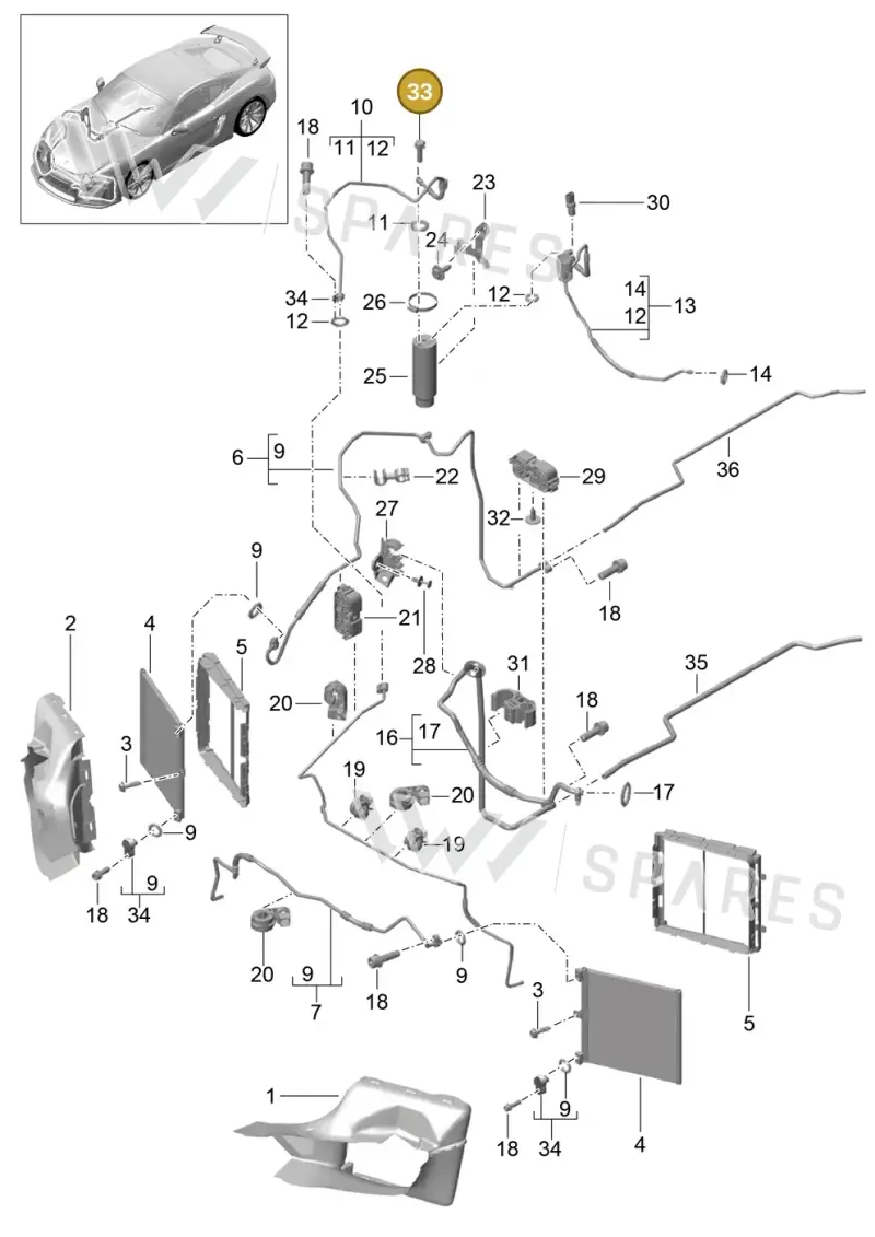 90007534001 — Porsche Cayman GT4 (2015-2016) diagram p45813020, position 33
