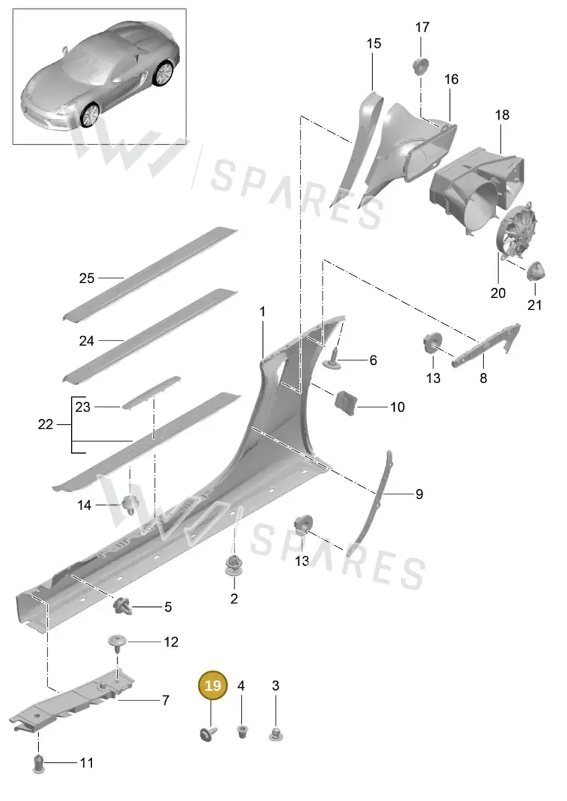 90007551001 — Porsche Boxster Spyder (2015-2016) diagram p46801090, position 19