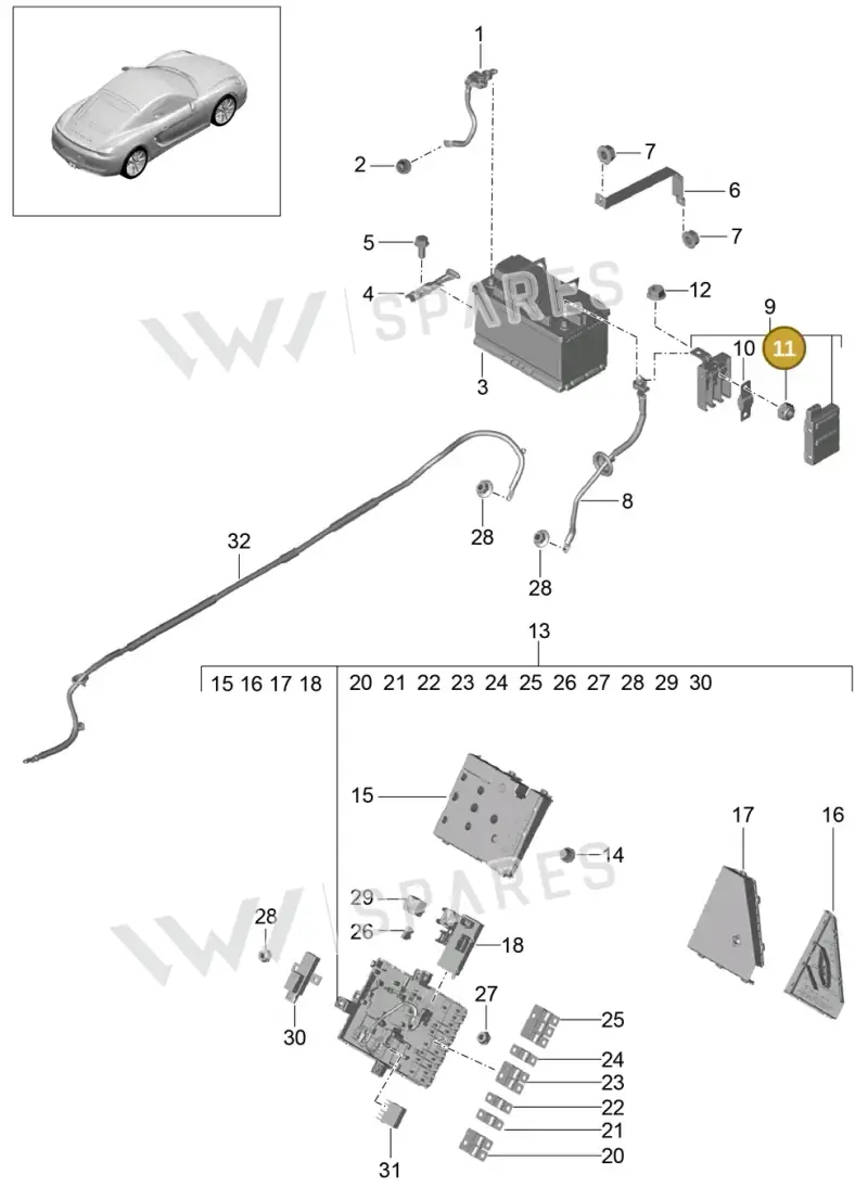 90008412202 — Porsche Cayman (2013-2016) diagram p40902006, position 11