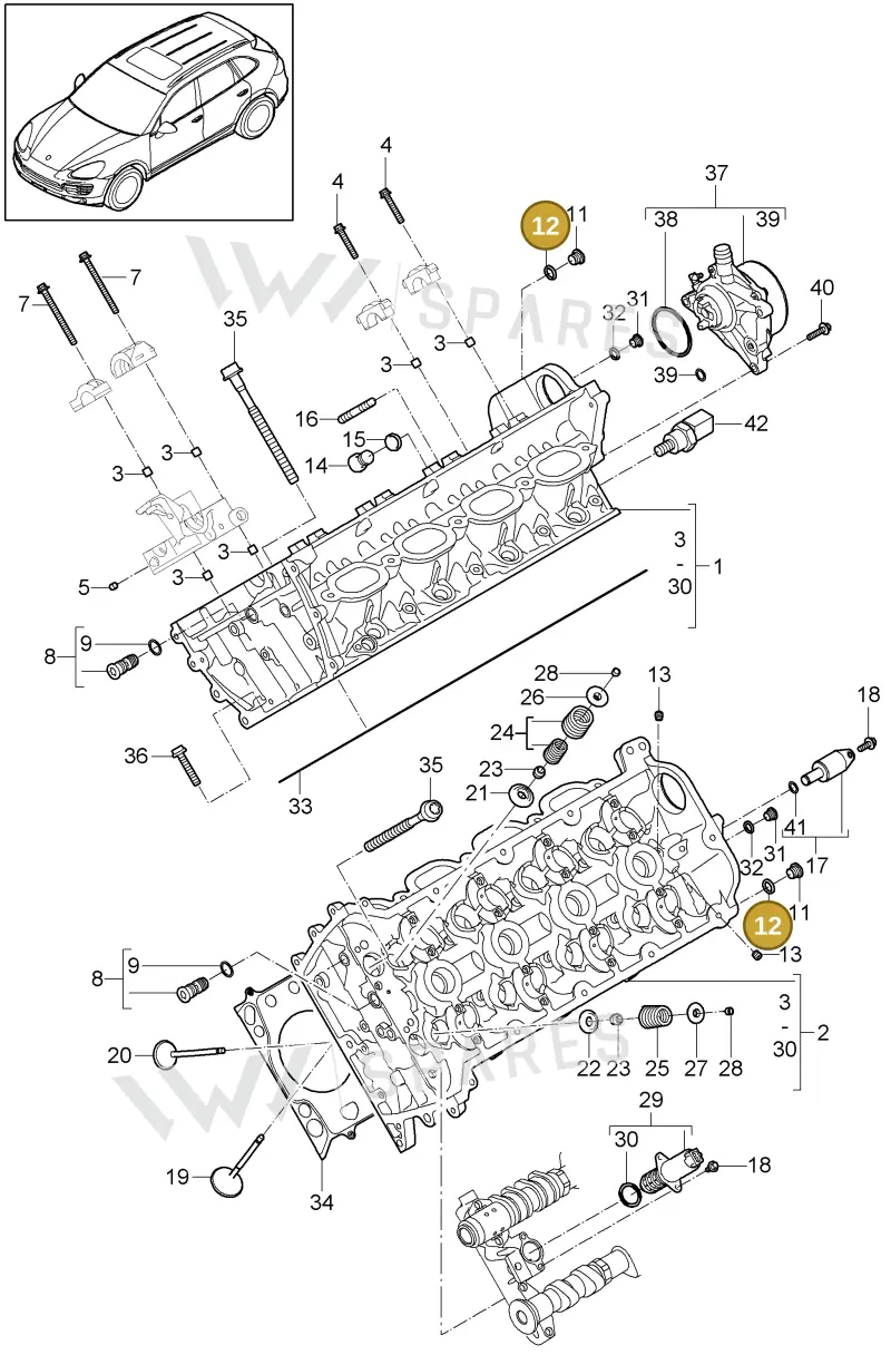 90012300530 — Porsche Cayenne (2010-2018) diagram p37103000, position 12