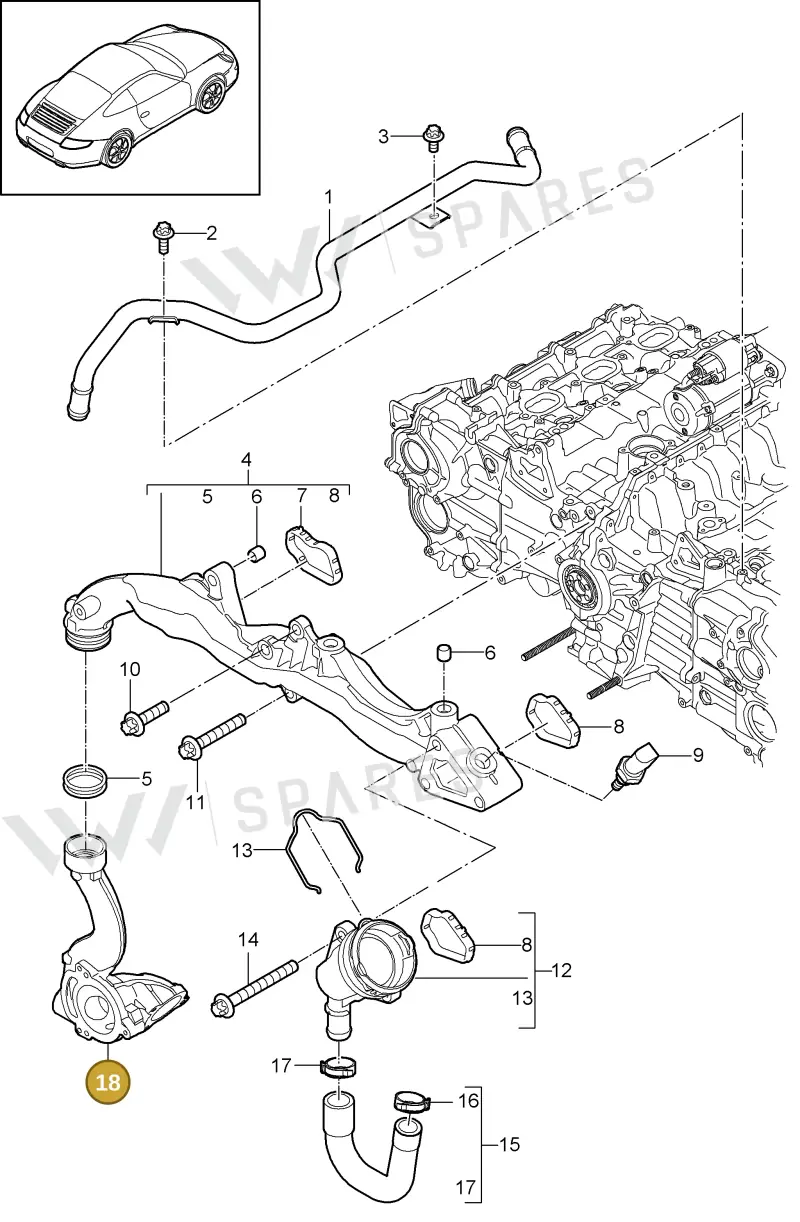 90012311121 — Porsche 911 Carrera (2008-2012) diagram p32105003, position 18