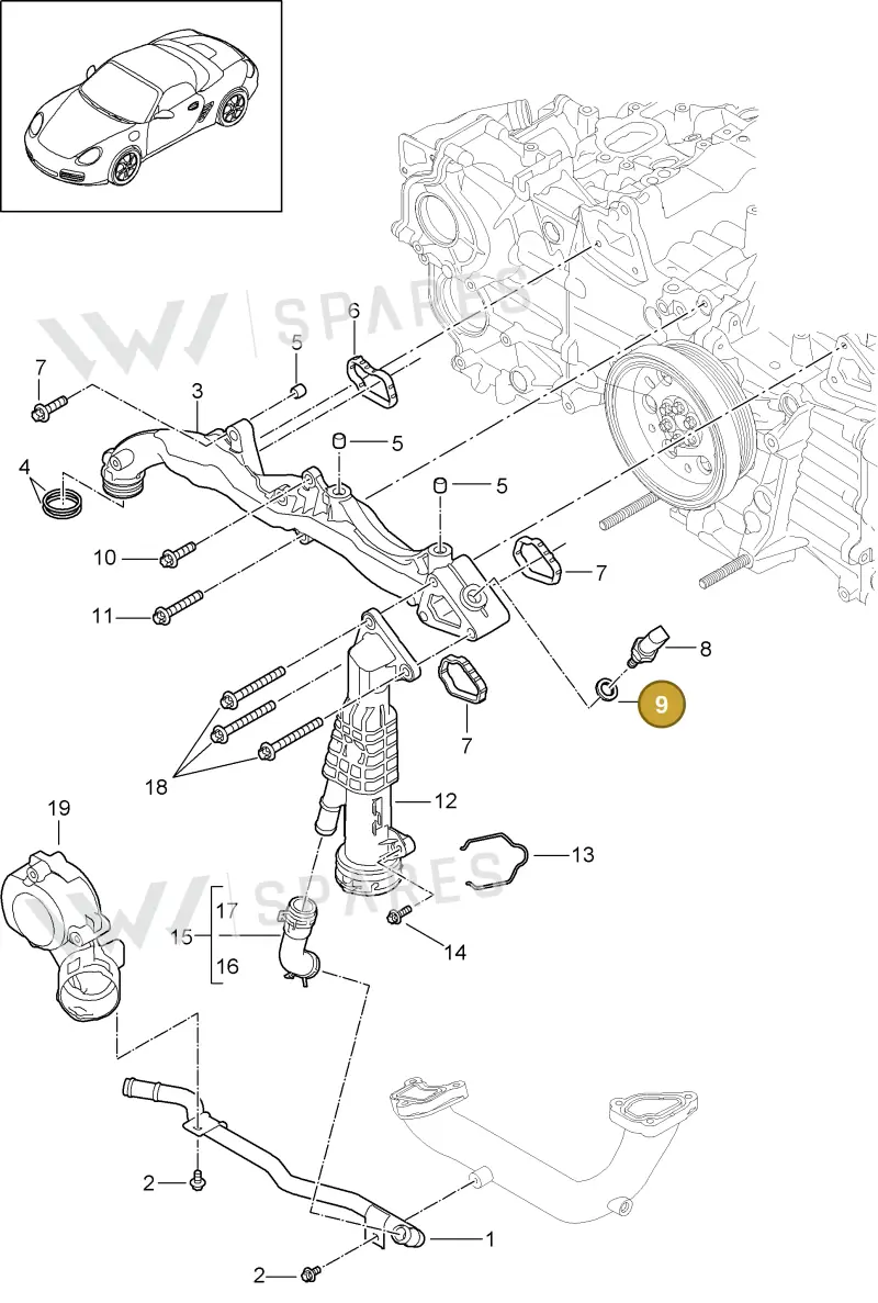 90012311121 — Porsche Boxster S (2008-2012) diagram p33105003, position 9