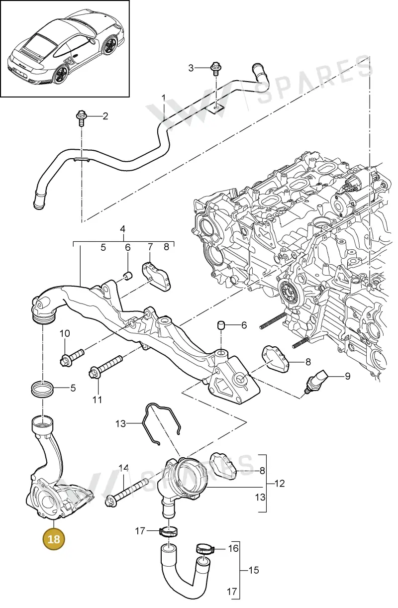 90012311121 — Porsche GT2 RS (2009-2012) diagram p36105003, position 18