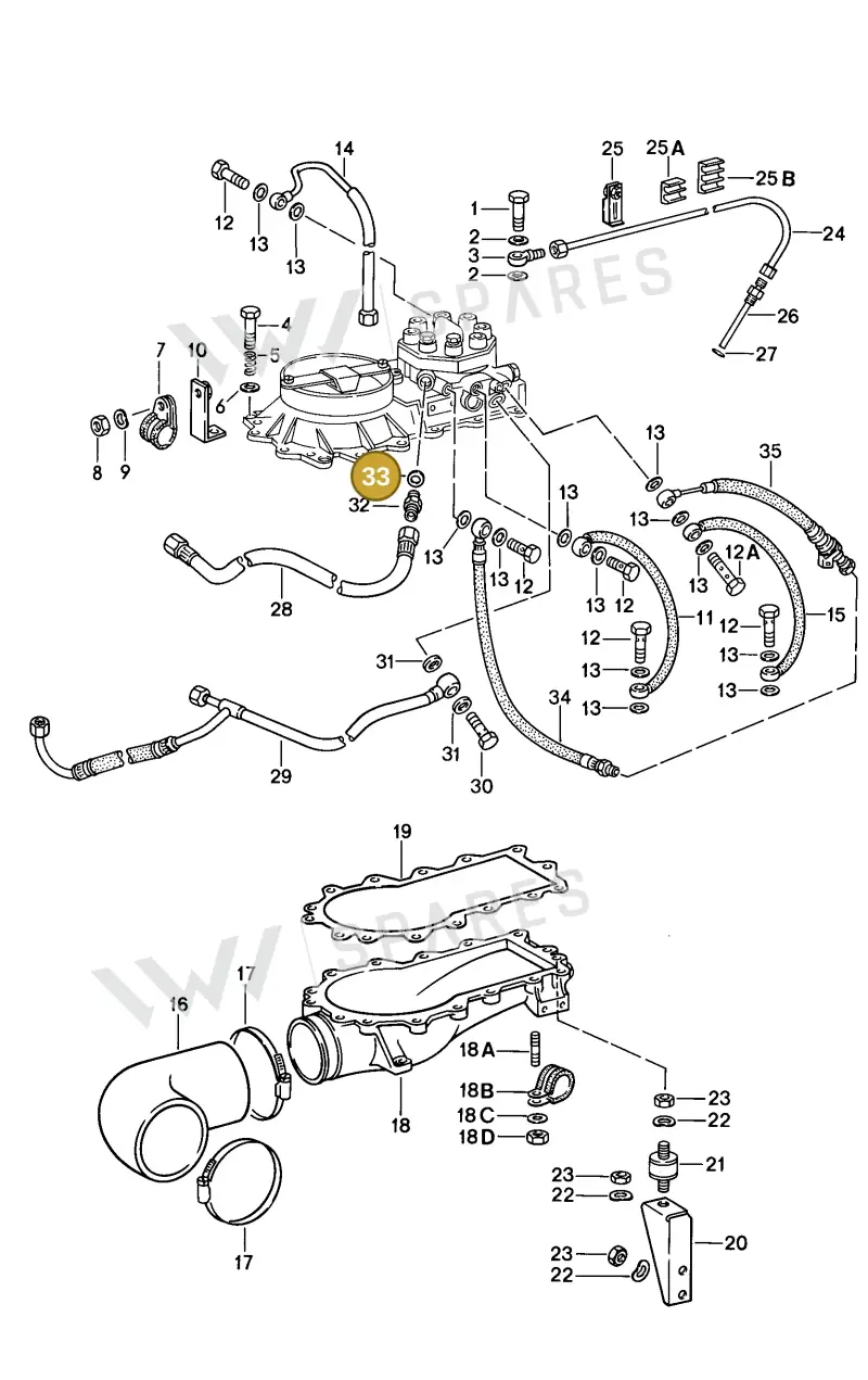 90012311630 — Porsche Carrera Cabrio (1983-1986) diagram p07107035, position 33