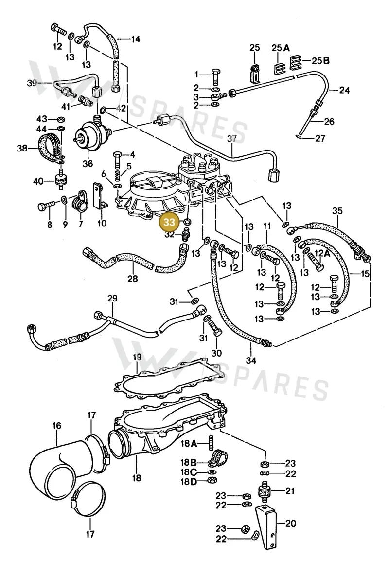 90012311630 — Porsche Carrera Cabrio (1986-1989) diagram p12107035, position 33