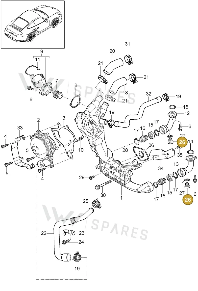 90021900701 — Porsche GT2 RS (2009-2012) diagram p36105002, position 26