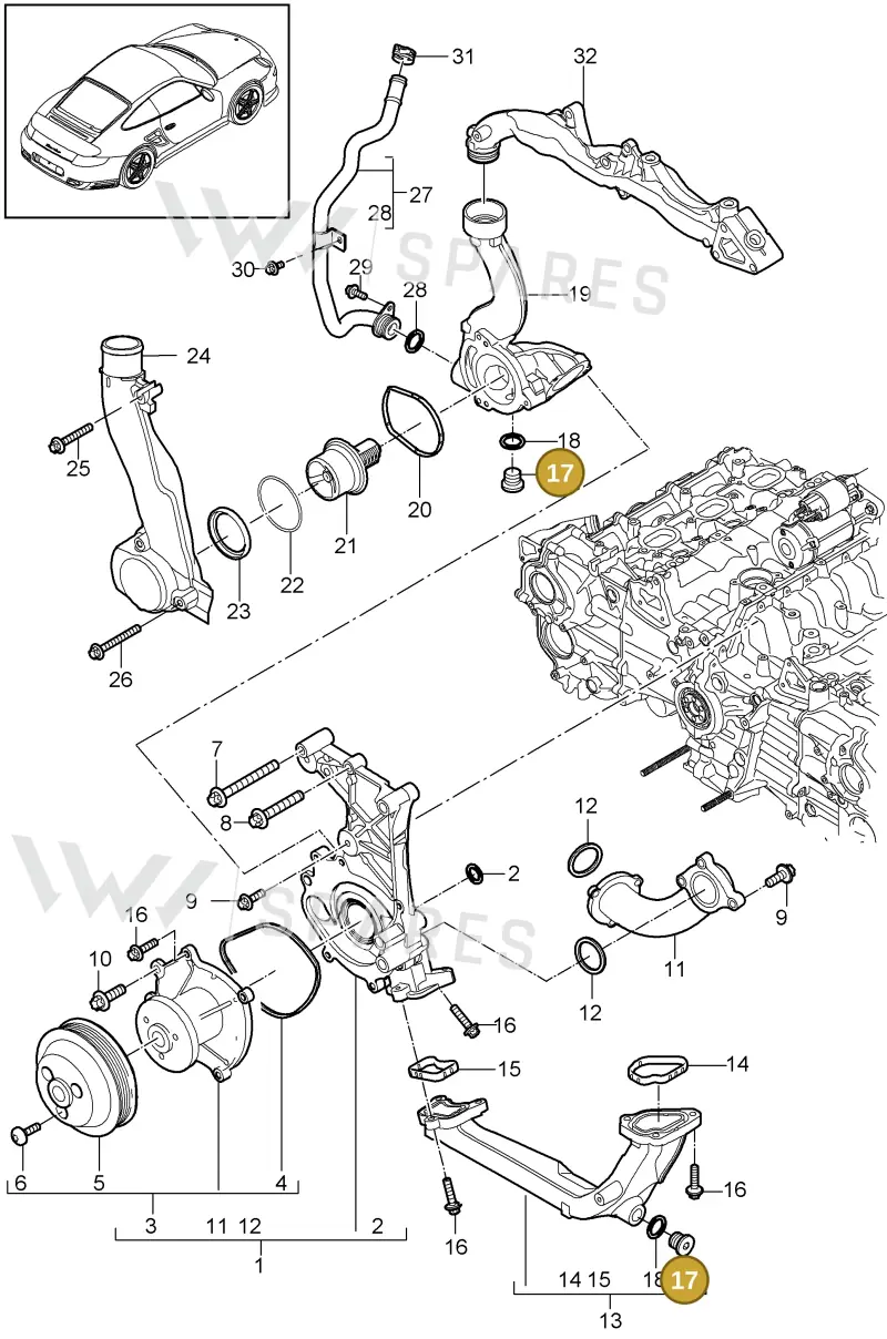 90021901830 — Porsche GT2 RS (2009-2012) diagram p36105000, position 17