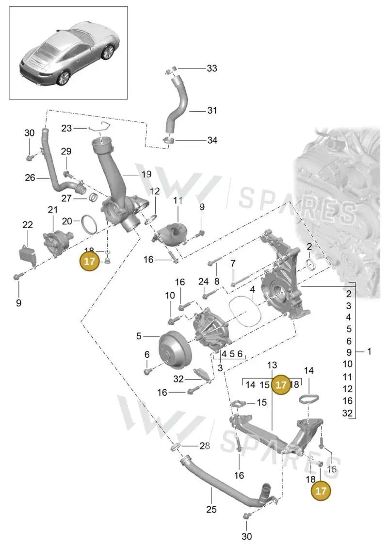 90021901830 — Porsche 991 Carrera 4 (2011-2016) diagram p38105000, position 17