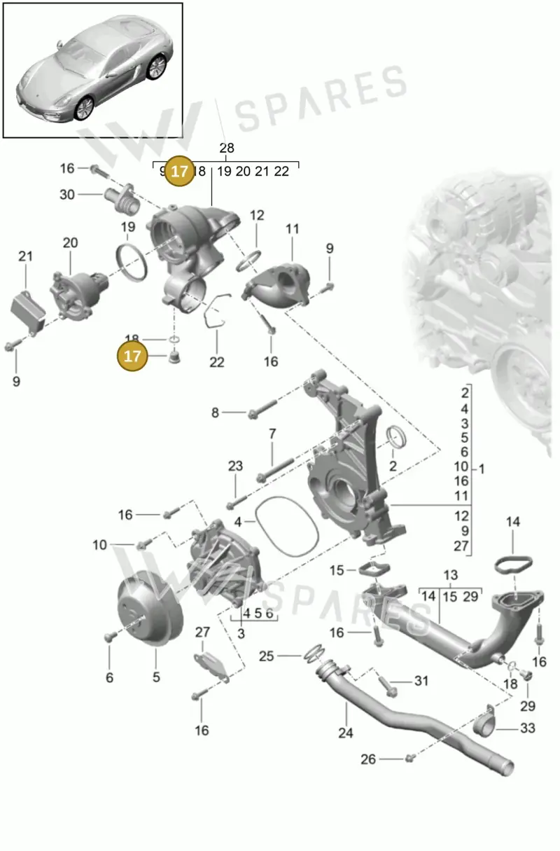 90021901830 — Porsche Cayman (2013-2016) diagram p40105000, position 17