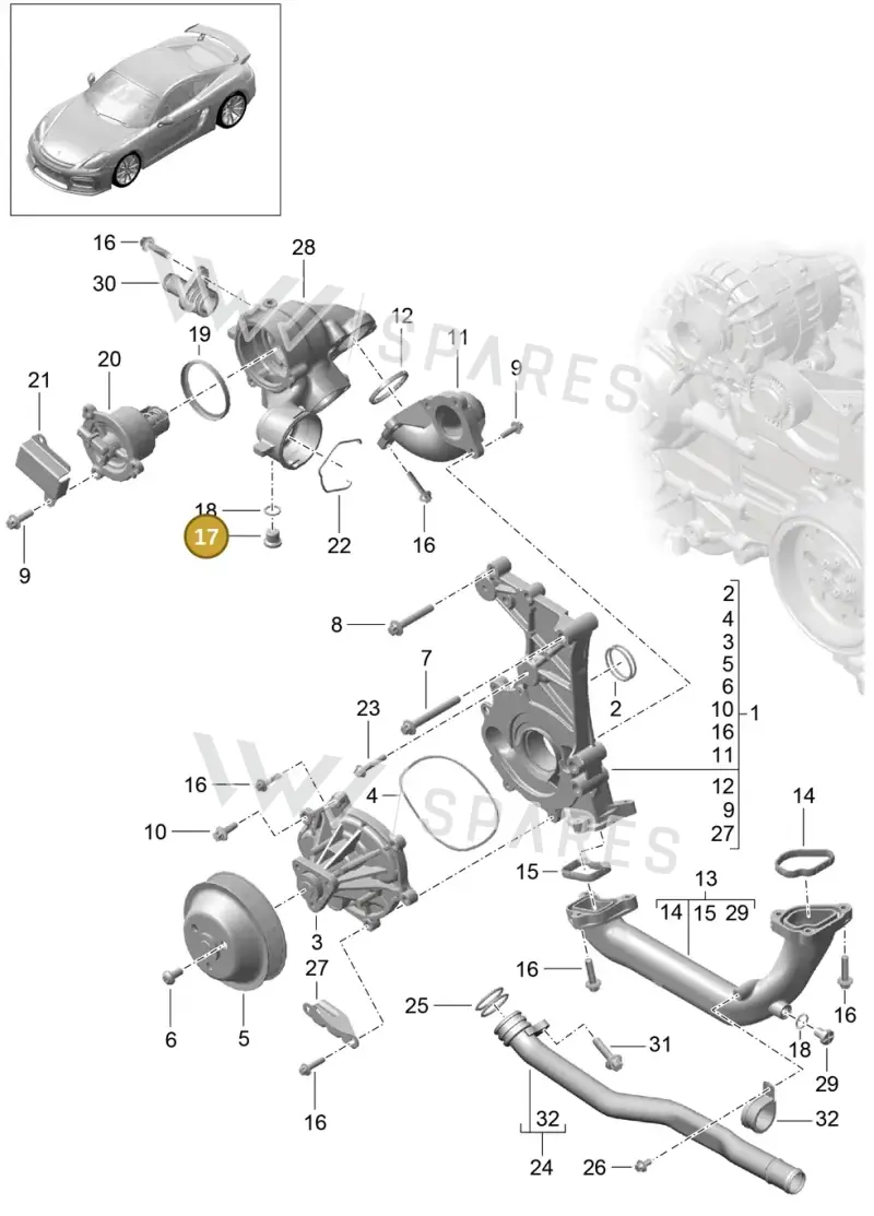 90021901830 — Porsche Cayman GT4 (2015-2016) diagram p45105000, position 17