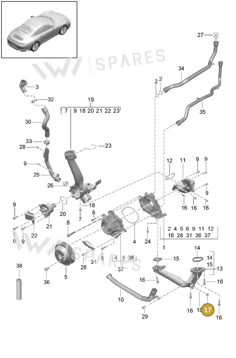 90021901830 — Porsche 911 (2016-2019) diagram p47105000, position 17