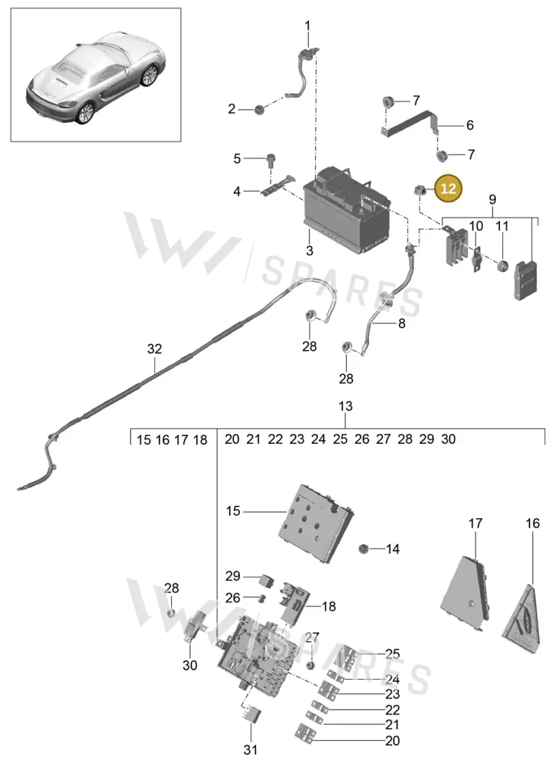 90037700100 — Porsche Boxster (2012-2016) diagram p39902006, position 12
