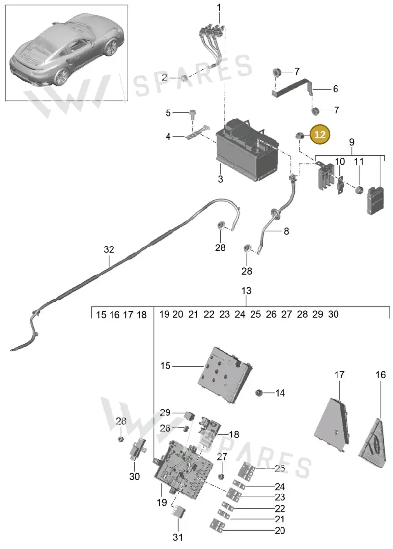 90037700100 — Porsche GT2 RS Clubsport (2013-2020) diagram p42902006, position 12