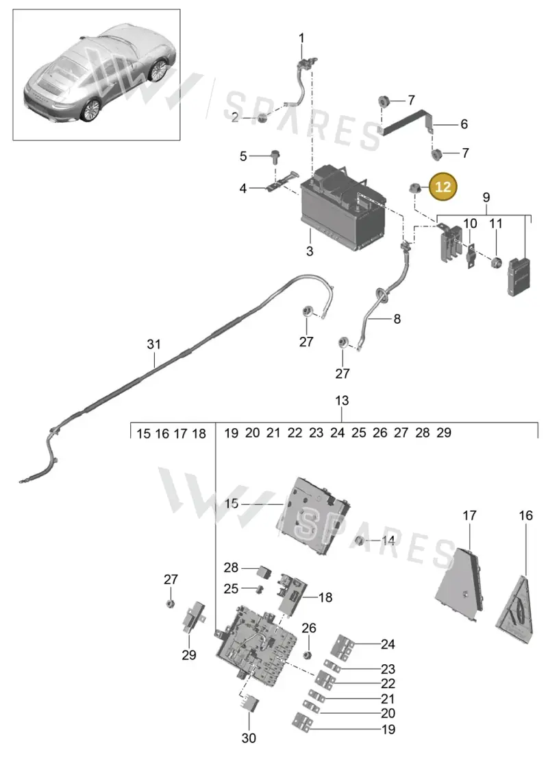 90037700100 — Porsche 911 (2016-2019) diagram p47902006, position 12