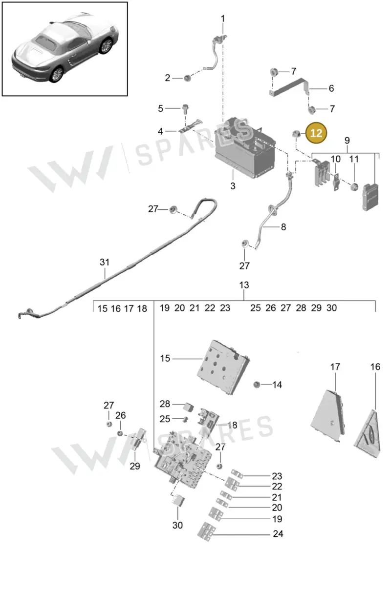 90037700100 — Porsche Boxster (2016-2019) diagram p48902006, position 12