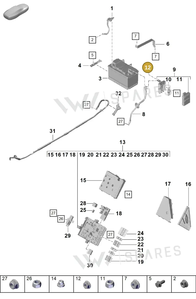 90037700100 — Porsche Boxster Spyder (2019-2020) diagram p55902060, position 12