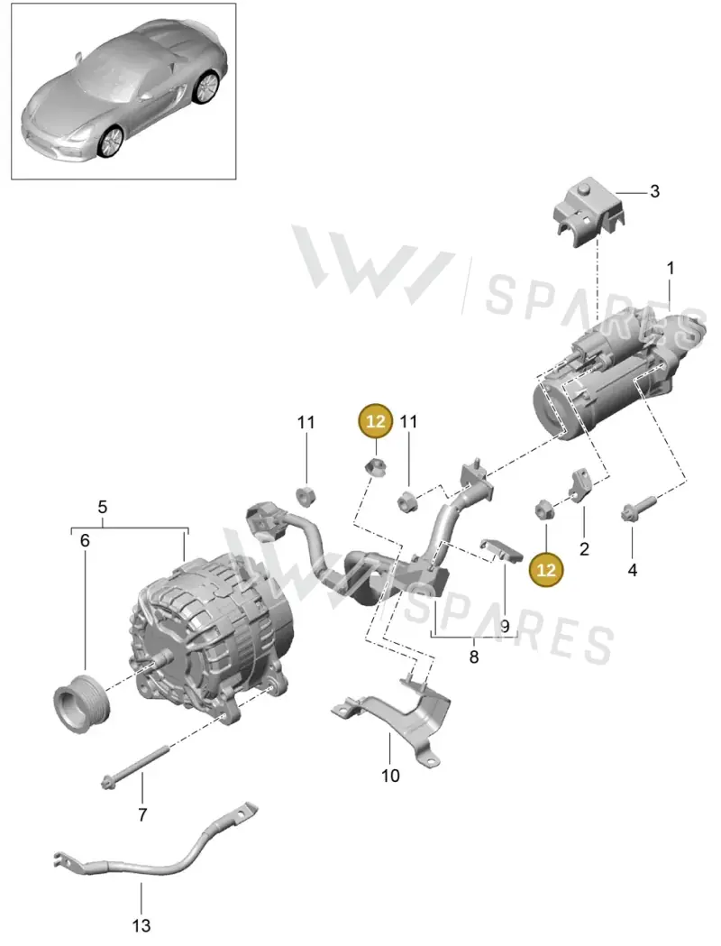 90037701002 — Porsche Boxster Spyder (2015-2016) diagram p46902005, position 12
