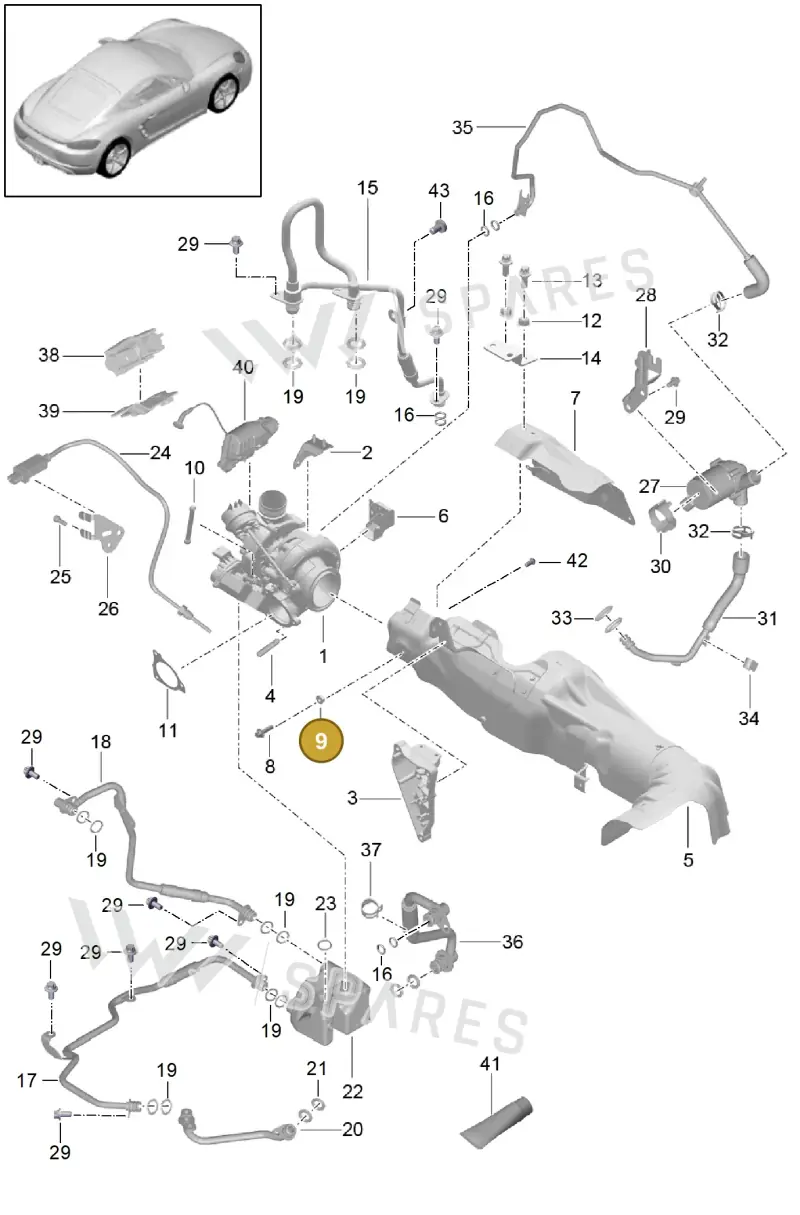 90037701809 — Porsche Cayman (2016-2019) diagram p50202005, position 9