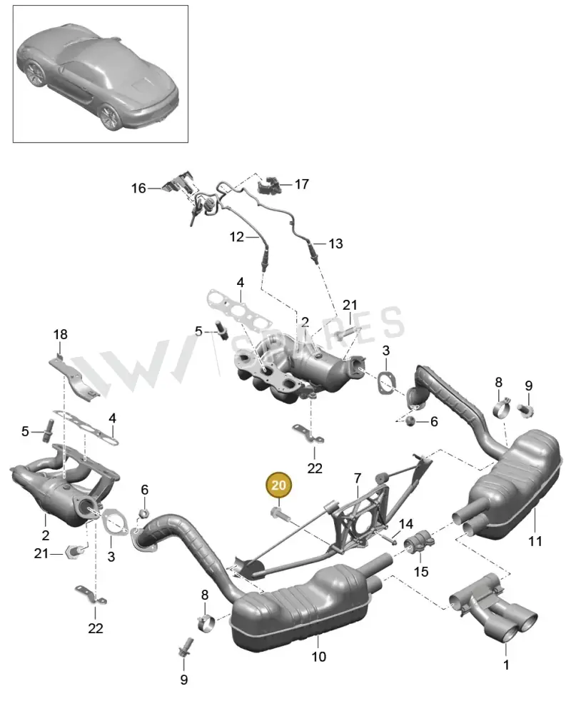 90037802201 — Porsche Boxster (2012-2016) diagram p39202000, position 20