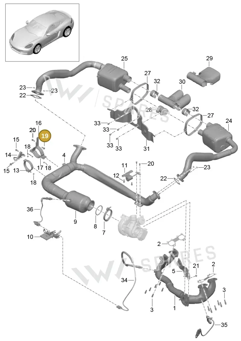 90037802201 — Porsche Cayman (2016-2019) diagram p50202000, position 19
