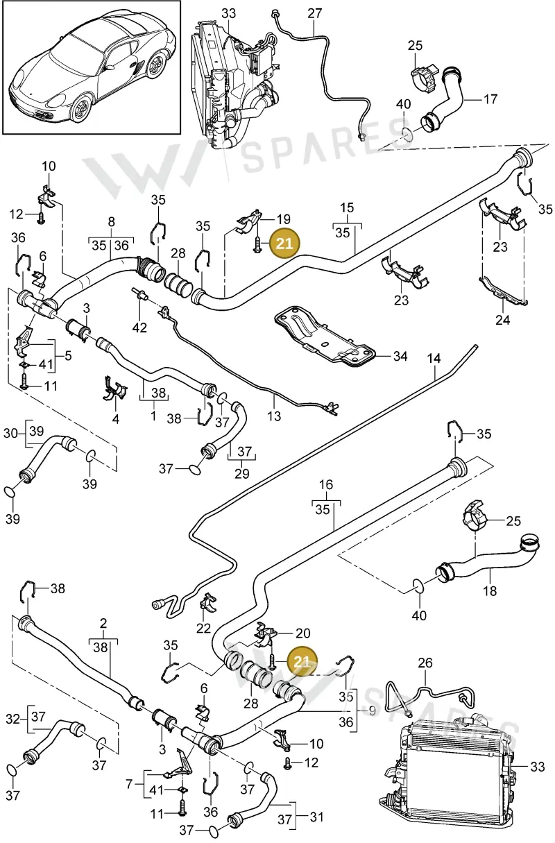 90037803501 — Porsche Cayman (2008-2012) diagram p34105010, position 21
