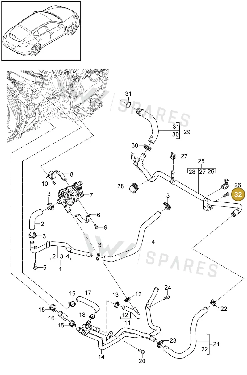 90037803501 — Porsche Panamera (2009-2016) diagram p35105061, position 32