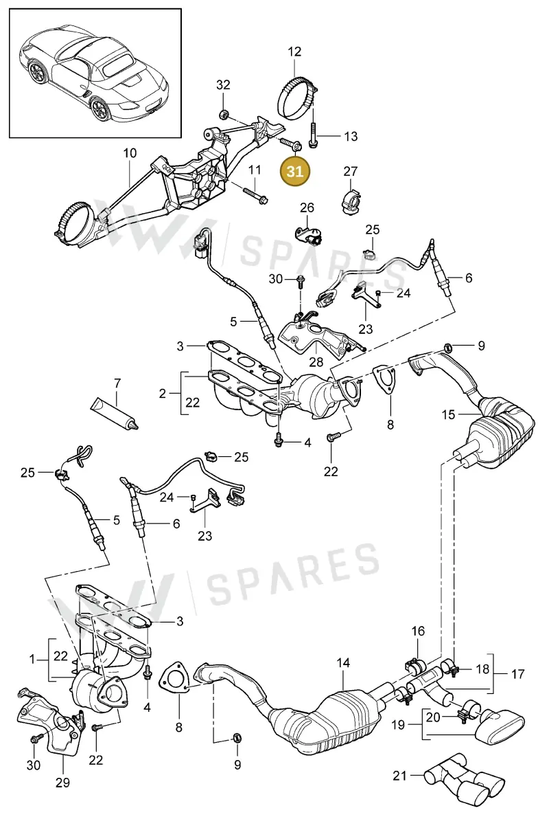 90037807401 — Porsche Boxster S (2008-2012) diagram p33202000, position 31