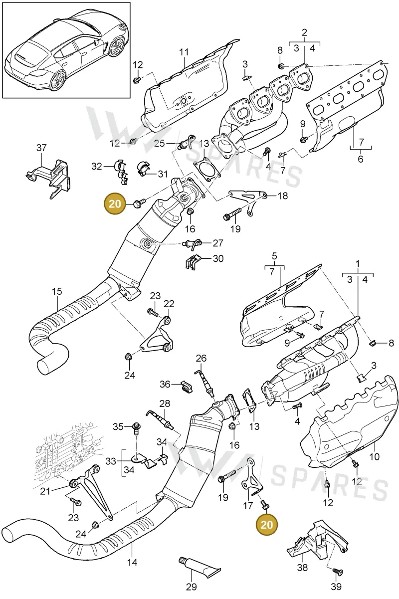 90037807401 — Porsche Panamera (2009-2016) diagram p35202000, position 20