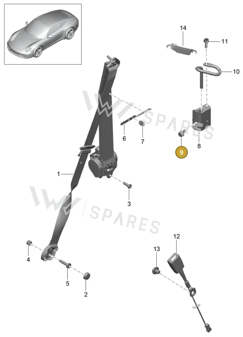 90037807401 — Porsche 991 Carrera 4 (2011-2016) diagram p38812000, position 9