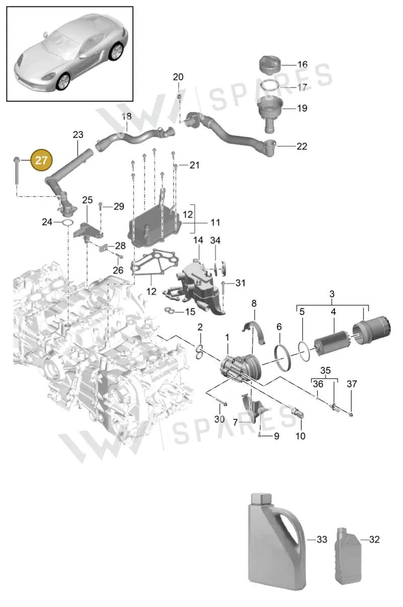 90037811101 — Porsche Cayman (2016-2019) diagram p50104005, position 27