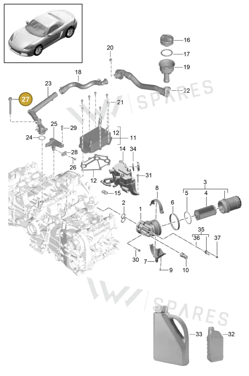 90037811101 — Porsche Boxster (2016-2019) diagram p48104005, position 27