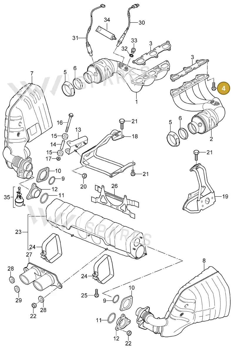 90037813100 — Porsche GT3 RS (2006-2011) diagram p29202000, position 4