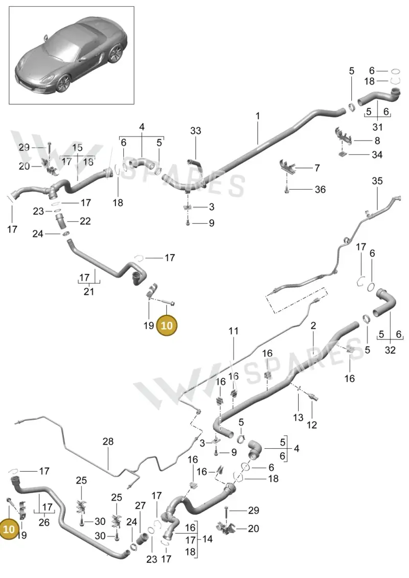 90037814101 — Porsche Boxster (2012-2016) diagram p39105010, position 10