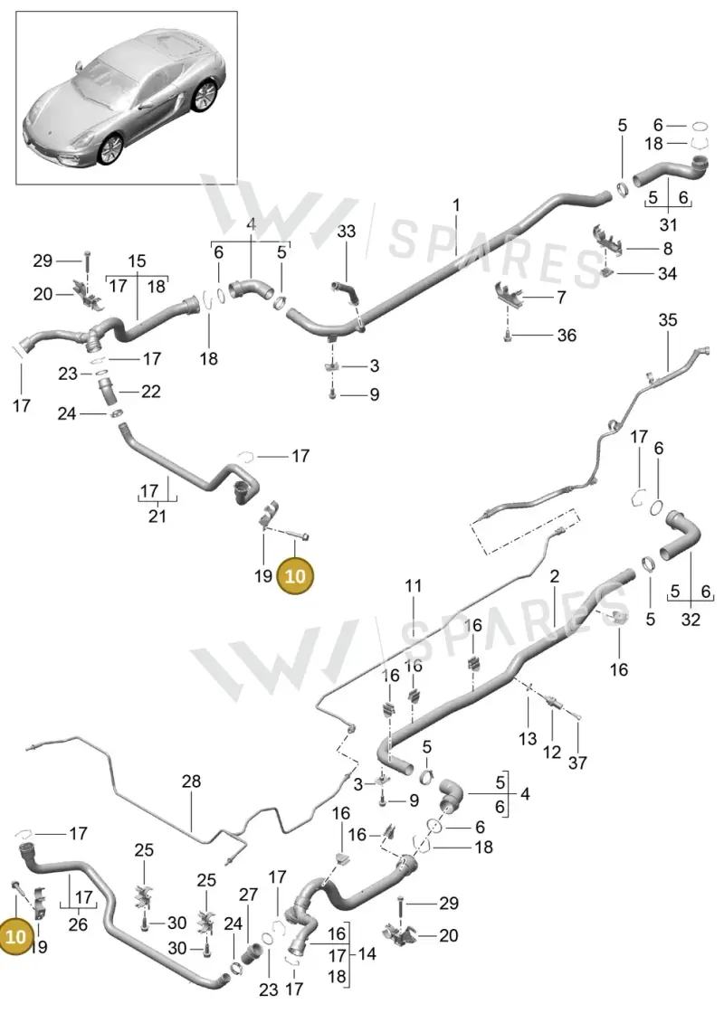 90037814101 — Porsche Cayman (2013-2016) diagram p40105010, position 10