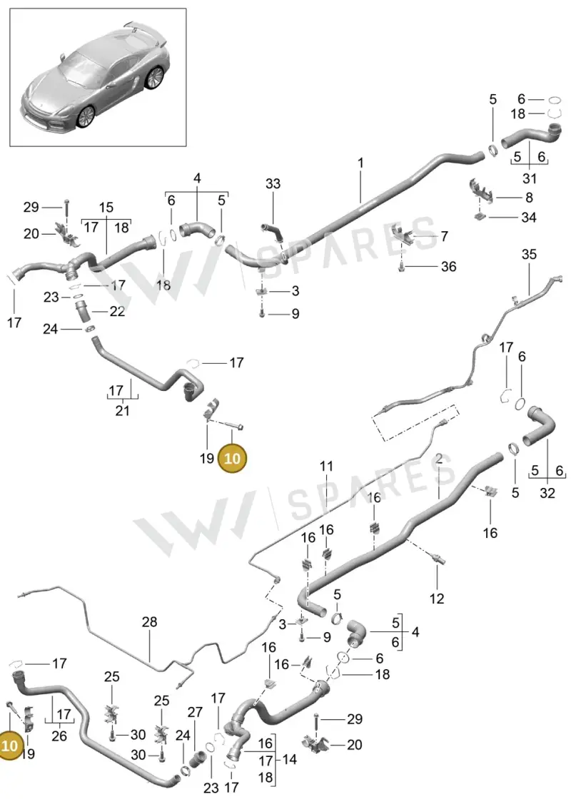90037814101 — Porsche Cayman GT4 (2015-2016) diagram p45105010, position 10