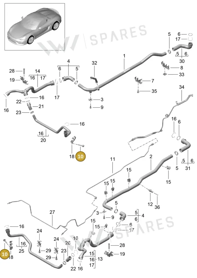 90037814101 — Porsche Boxster Spyder (2015-2016) diagram p46105010, position 10