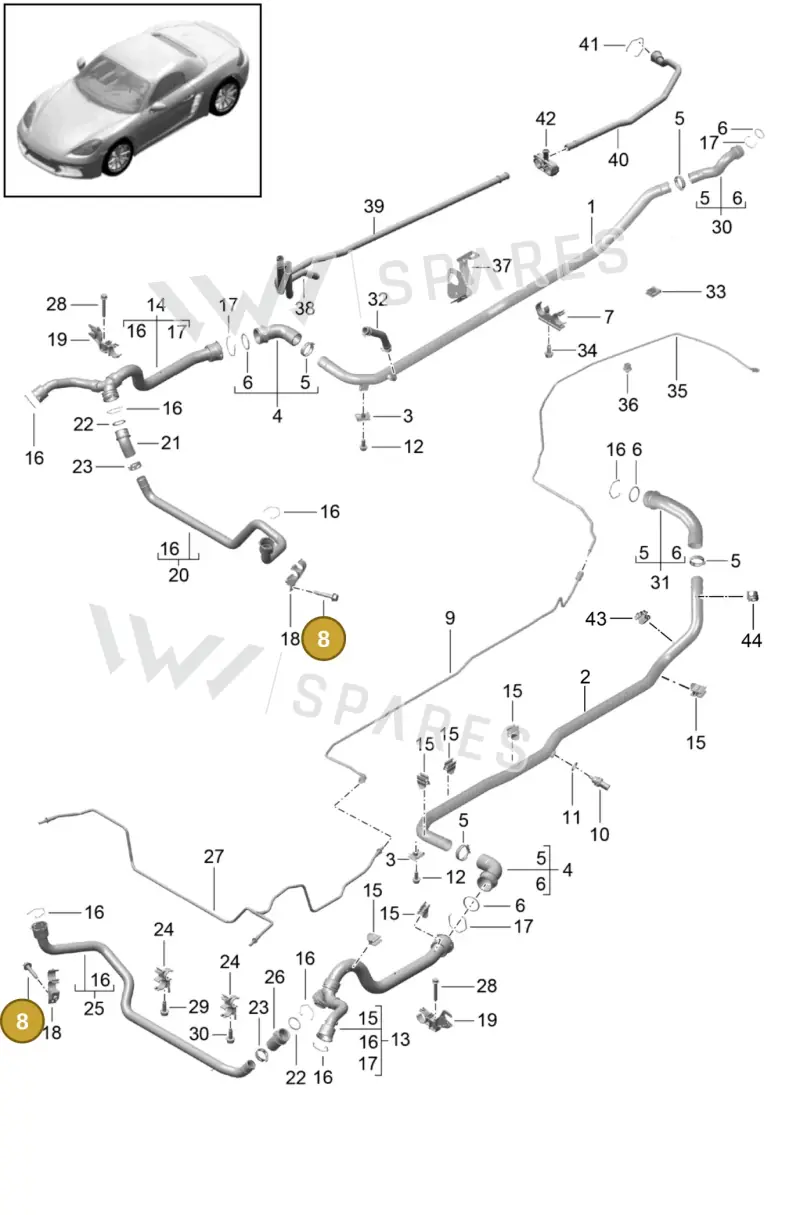 90037814101 — Porsche Boxster (2016-2019) diagram p48105010, position 8