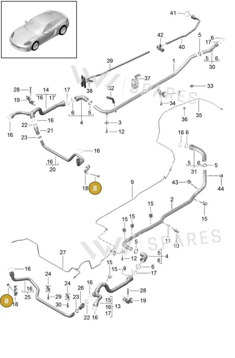 90037814101 — Porsche Cayman (2016-2019) diagram p50105010, position 8