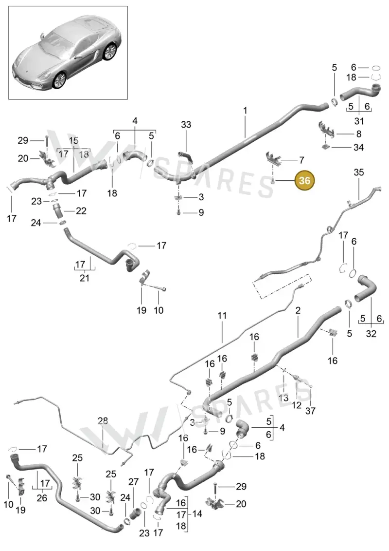 90037815501 — Porsche Cayman (2013-2016) diagram p40105010, position 36