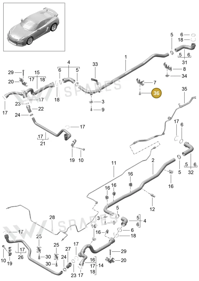 90037815501 — Porsche Cayman GT4 (2015-2016) diagram p45105010, position 36