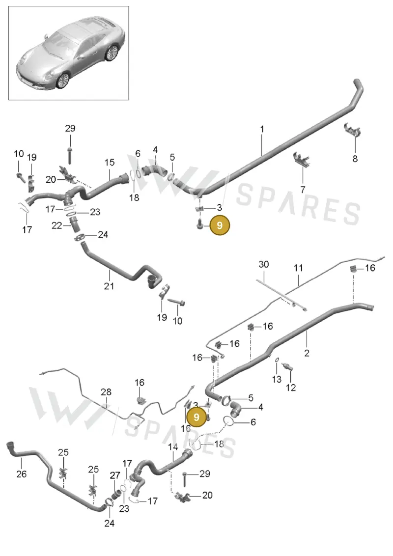 90037815501 — Porsche 911 (2016-2019) diagram p47105010, position 9