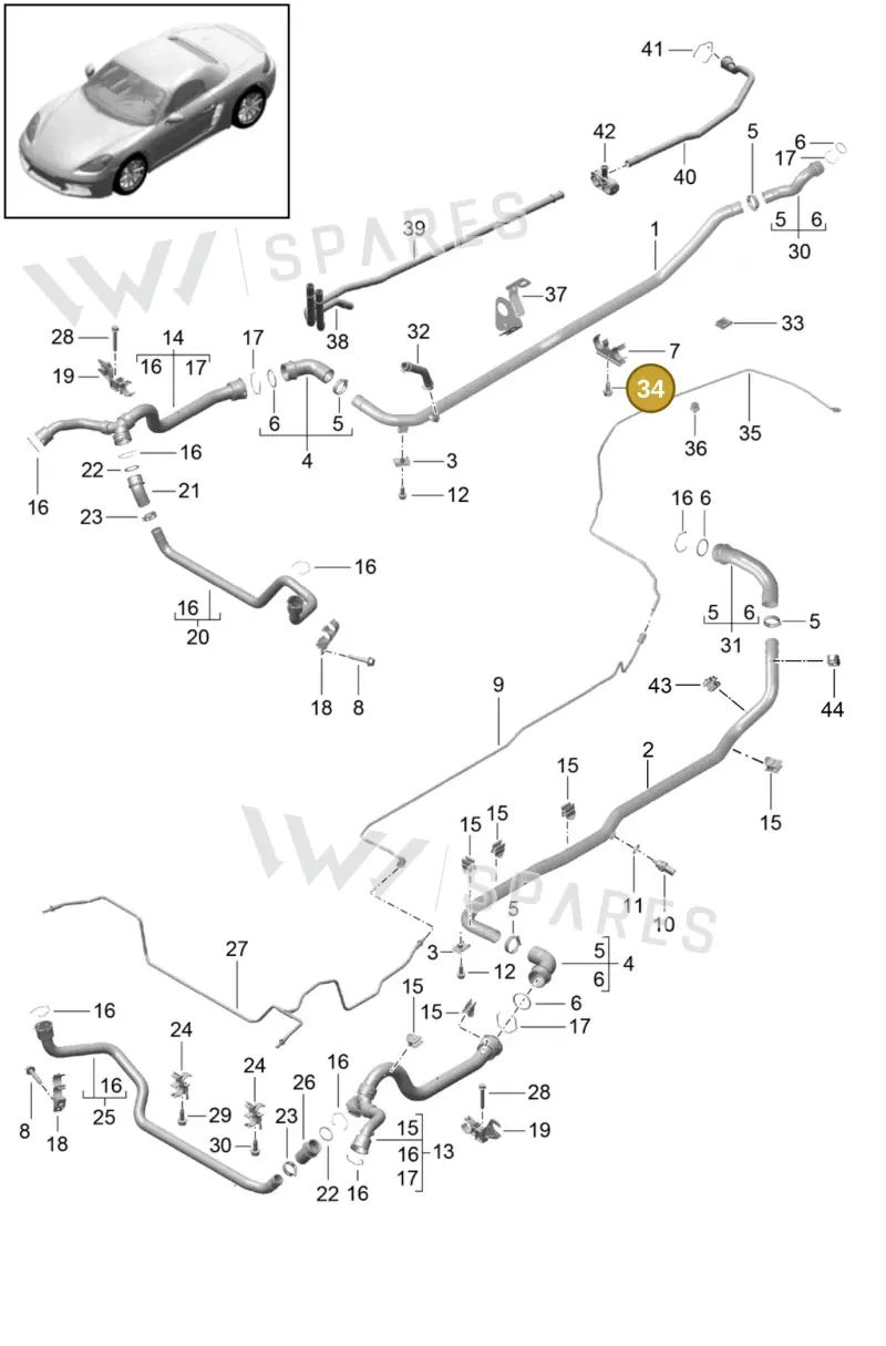 90037815501 — Porsche Boxster (2016-2019) diagram p48105010, position 34