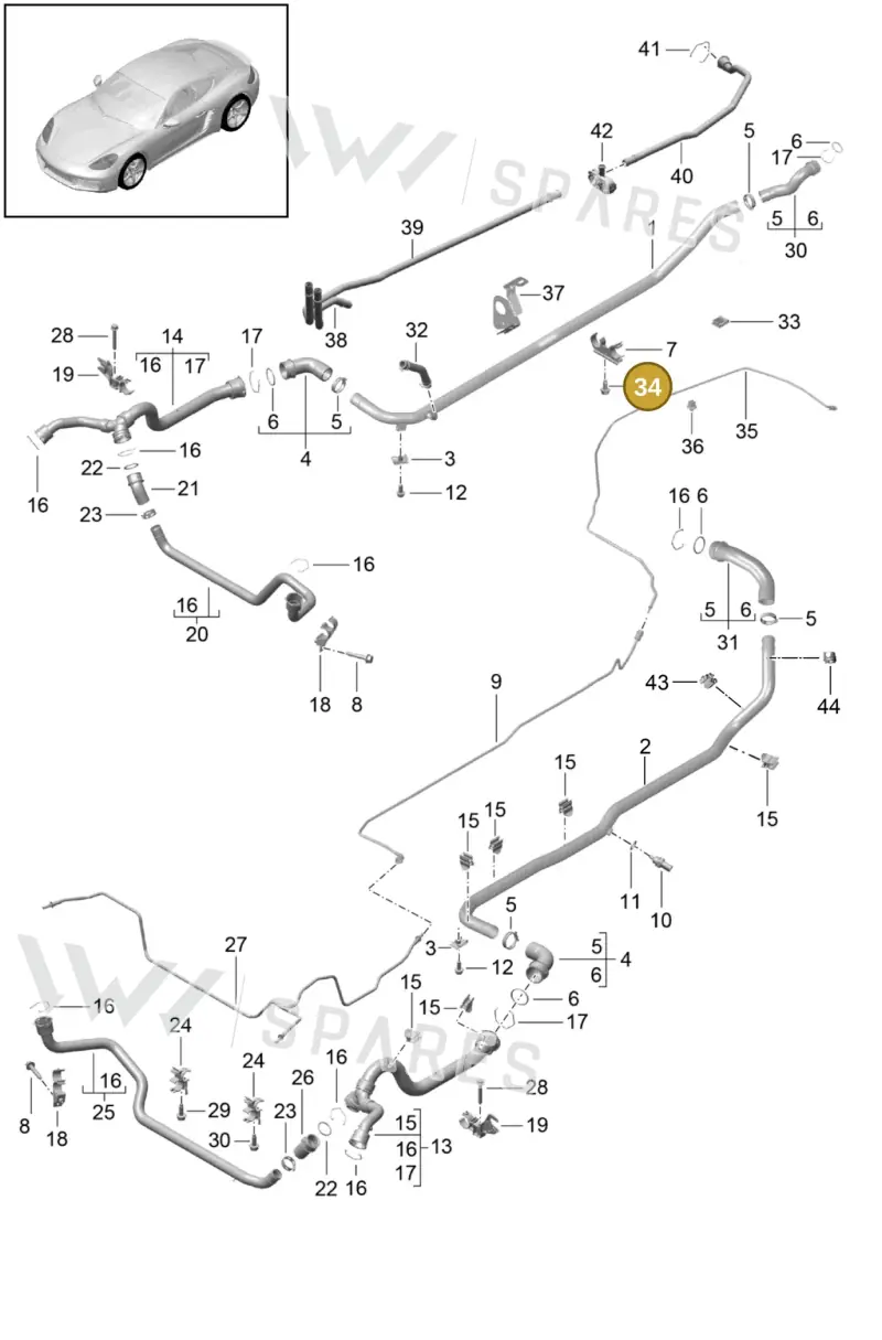 90037815501 — Porsche Cayman (2016-2019) diagram p50105010, position 34
