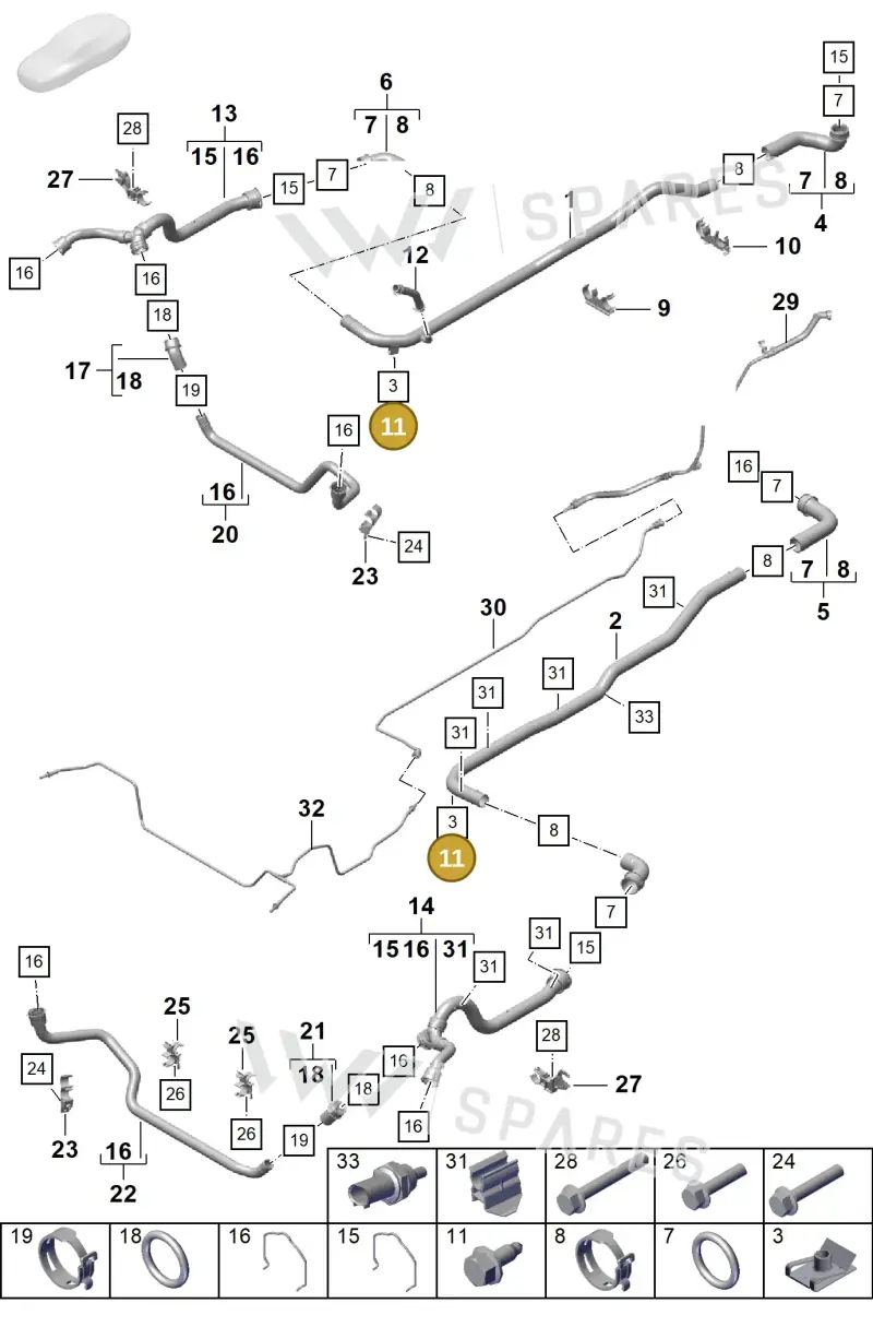 90037815501 — Porsche Boxster Spyder (2019-2020) diagram p55105300, position 11