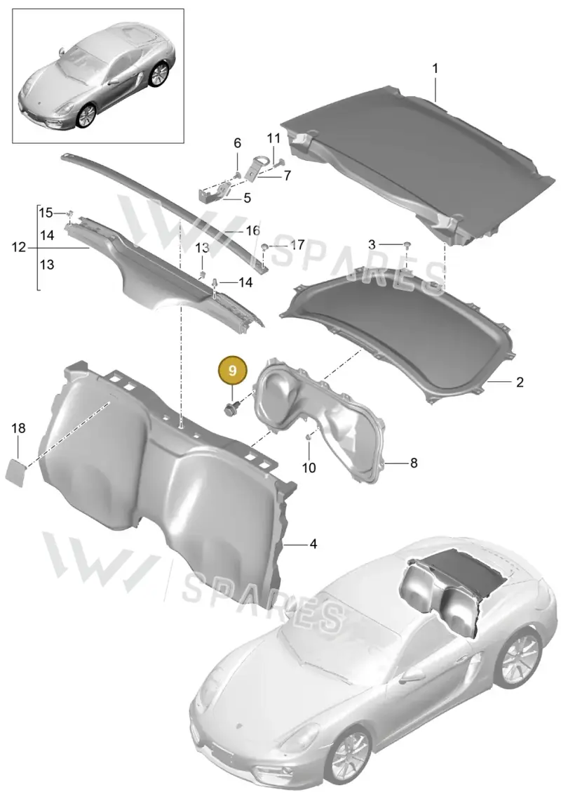 90037816901 — Porsche Cayman (2013-2016) diagram p40807025, position 9