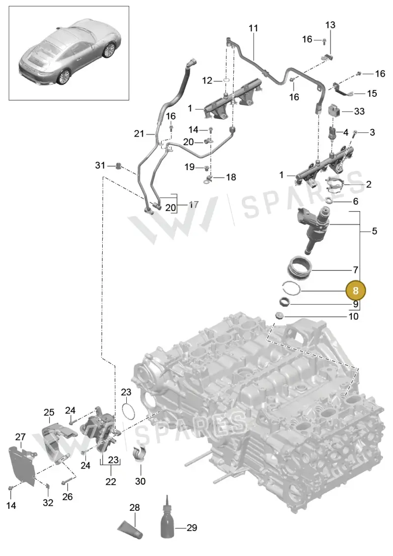 94611062860 — Porsche 911 (2013-2020) diagram p42107005, position 8