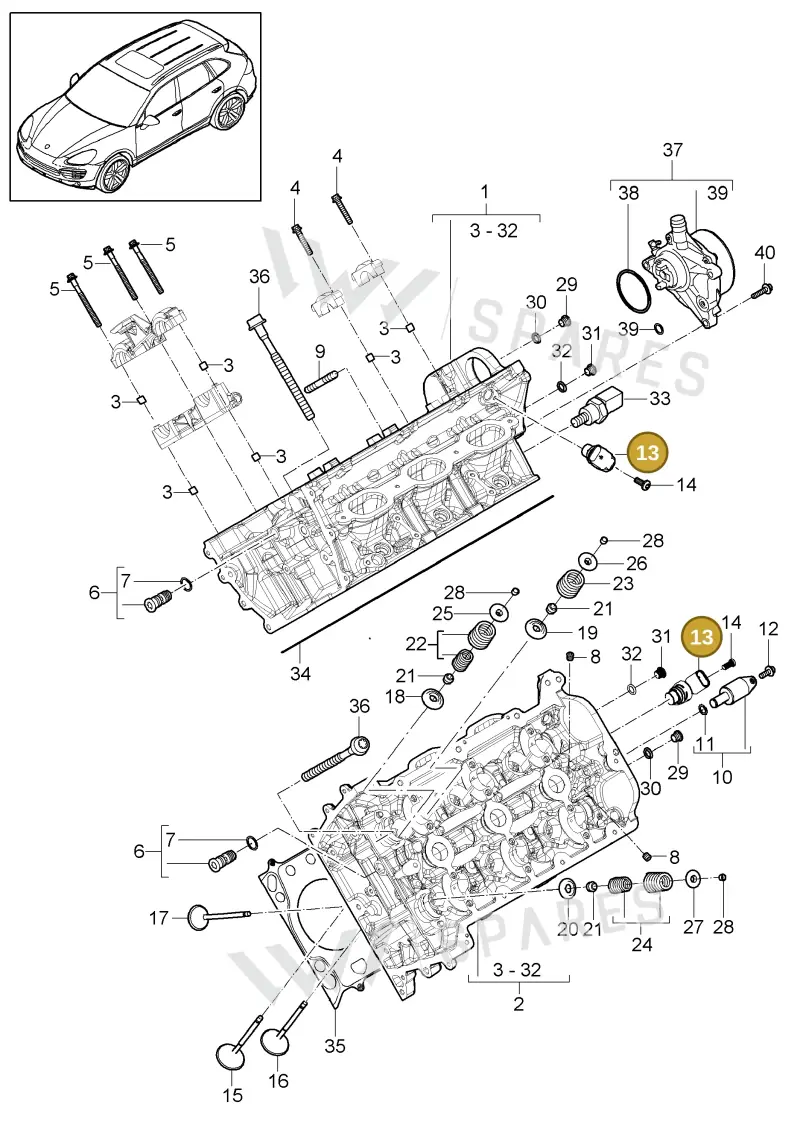 94660610600 — Porsche Cayenne (2010-2018) diagram p37103002, position 13