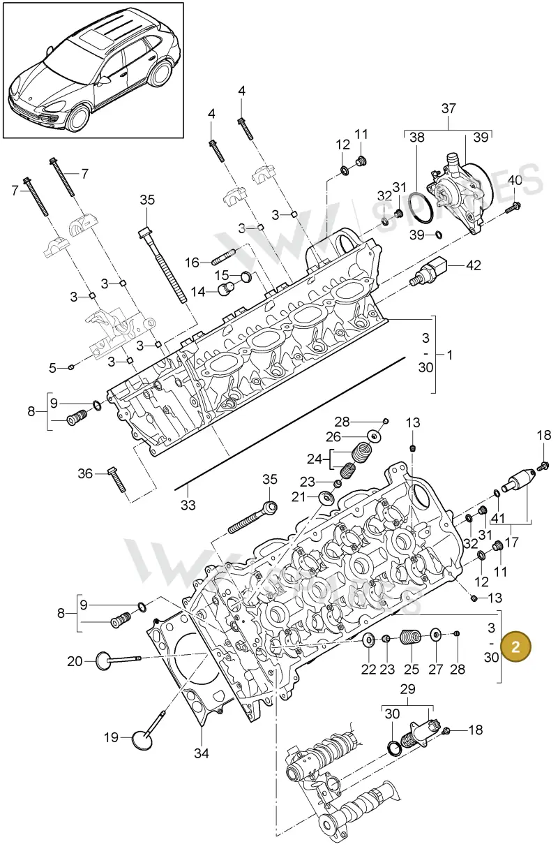 94810401630 — Porsche Cayenne (2010-2018) diagram p37103000, position 2