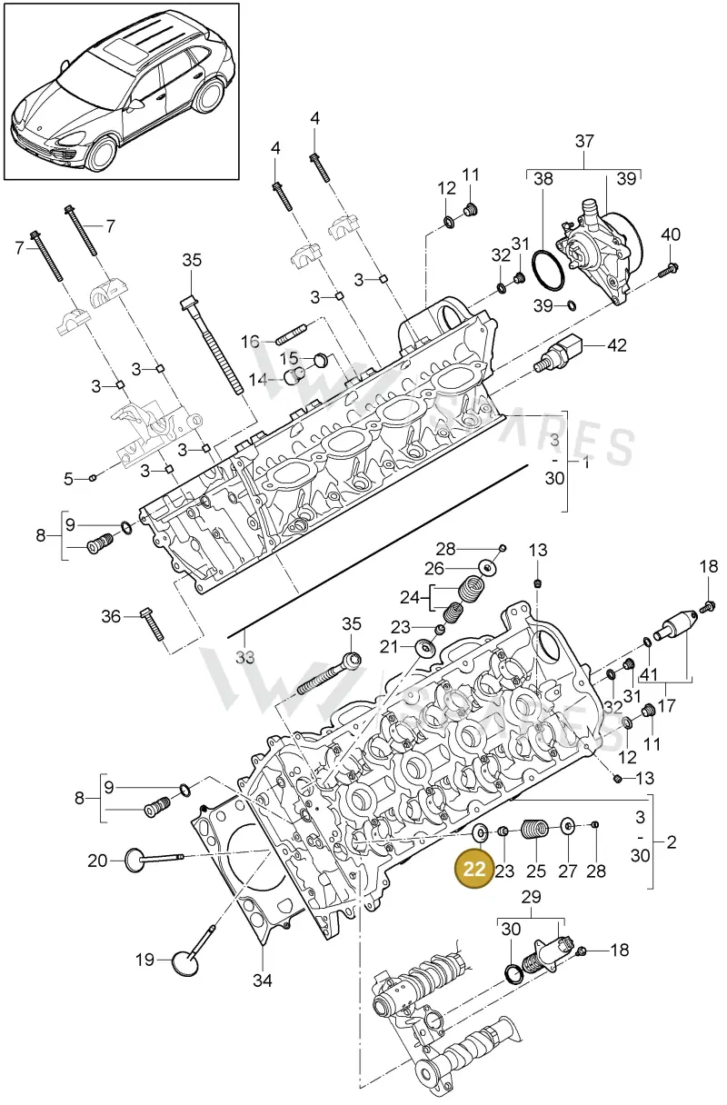 94810515301 — Porsche Cayenne (2010-2018) diagram p37103000, position 22